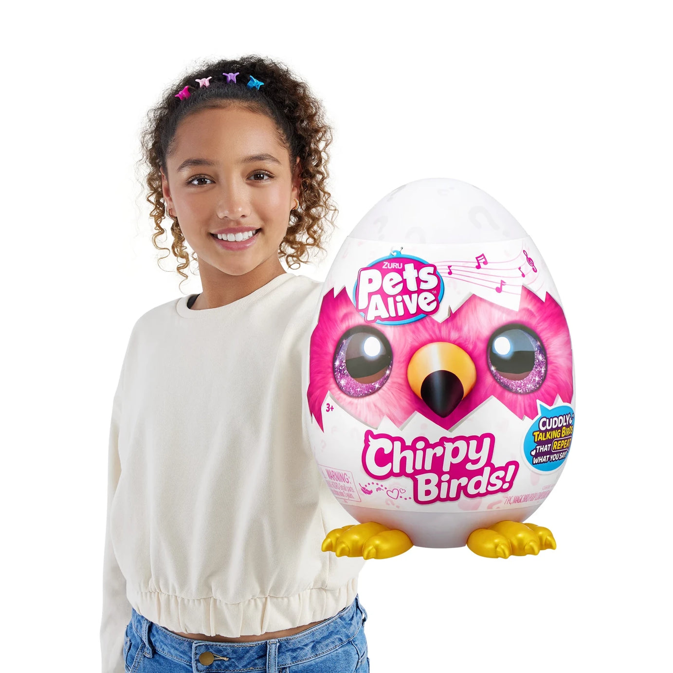 ZURU Pets Alive Chirpy Birds | Electronic Pet That Speaks with Giant Surprise Egg, Stickers, Comb, and Fluffy Clay