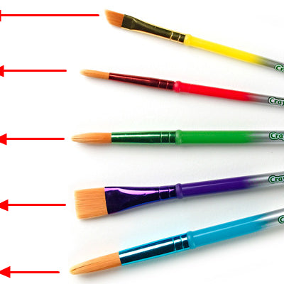 Crayola 5-Piece Paint Brush Set – Assorted Sizes & Shapes | Flat, Angle & Round Brushes for Kids’ Art Projects & Craft Kits | Soft Bristles, Color-Coded Handles