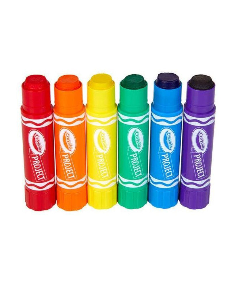 Crayola Project Quick-Dry Paint Sticks - 6 Vibrant Colors for Kids | Dries in Under 60 Seconds | Mess-Free Poster Paints for Signs, Posters & Crafts