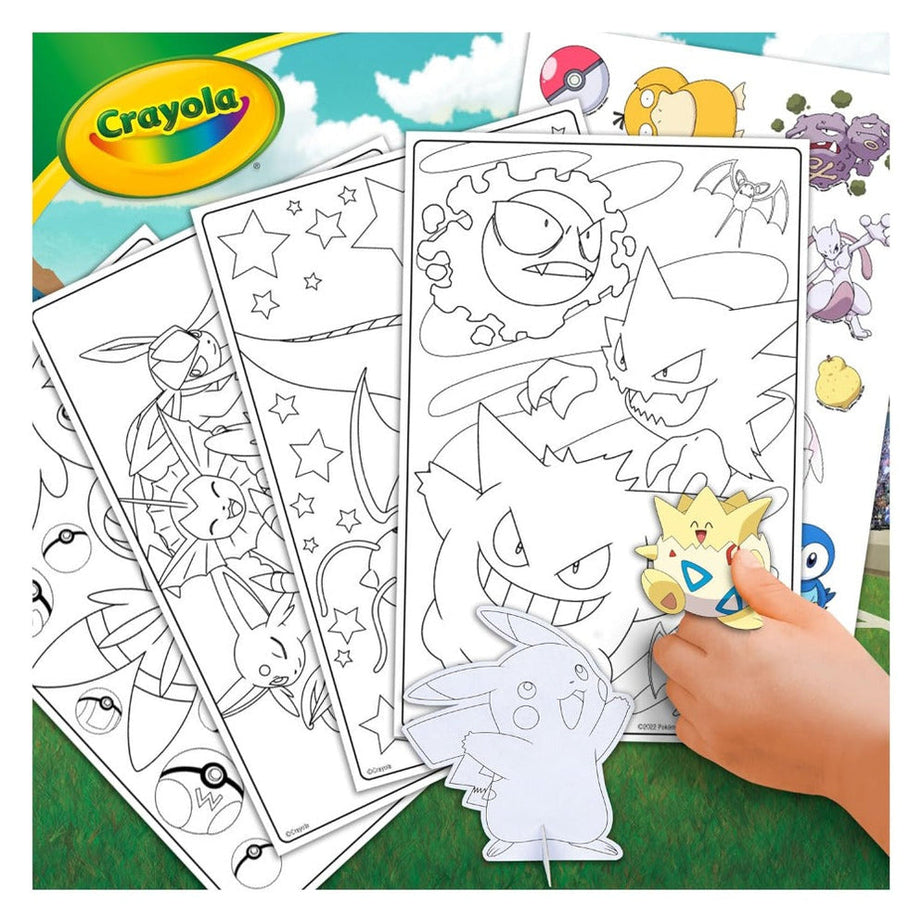 Crayola Pokémon Art Case, Over 75-Piece Kids' Coloring Set with Crayons, Markers, Coloring Pages, Stickers, and Reusable Pikachu Storage Case, Gift for Boys & Girls Aged 5+