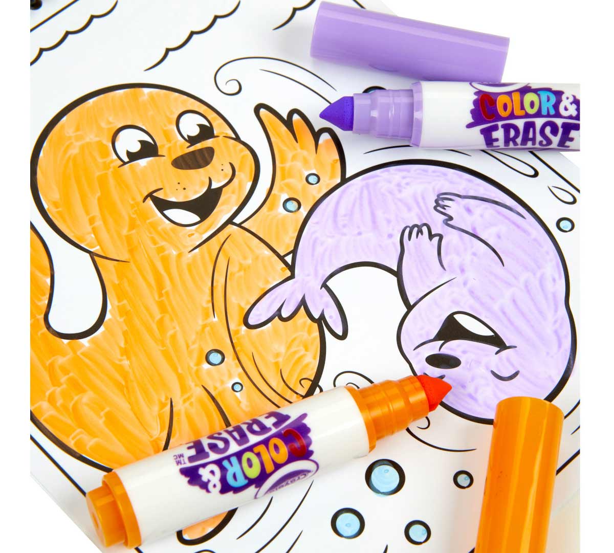 Crayola Color & Erase Under the Sea Activity Pad with Washable Markers | 8 Dual-Sided Reusable Coloring Pages | Ocean-Themed Art Set for Kids 3+ | Mess-Free & Travel-Friendly Drawing Kit