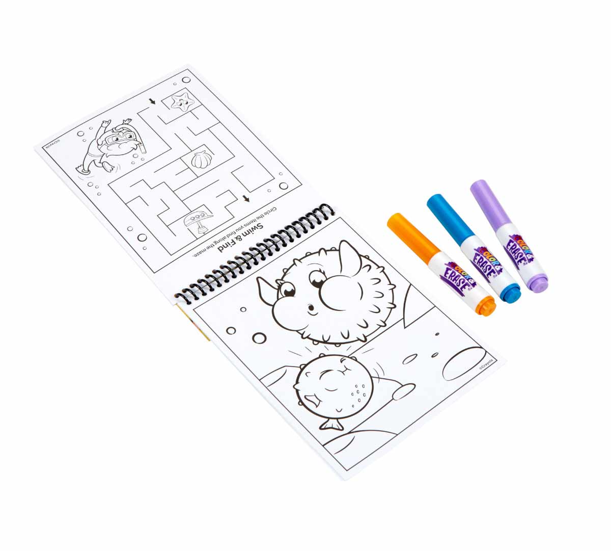 Crayola Color & Erase Under the Sea Activity Pad with Washable Markers | 8 Dual-Sided Reusable Coloring Pages | Ocean-Themed Art Set for Kids 3+ | Mess-Free & Travel-Friendly Drawing Kit
