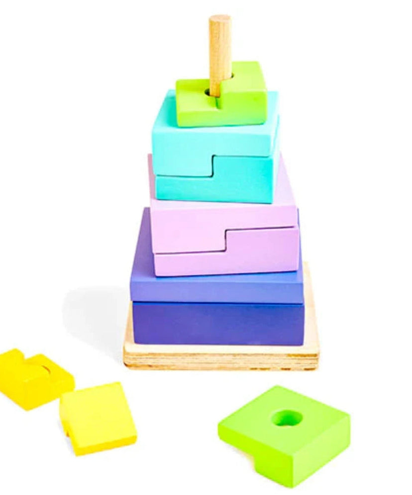 Curious Cub Wooden Logical Stacker, Montessori-Inspired 3D Puzzle for Ages 2.5+ | Educational Toy to Develop Problem-Solving, Logical Thinking, and Early STEM Skills - MINIMEE KIDS