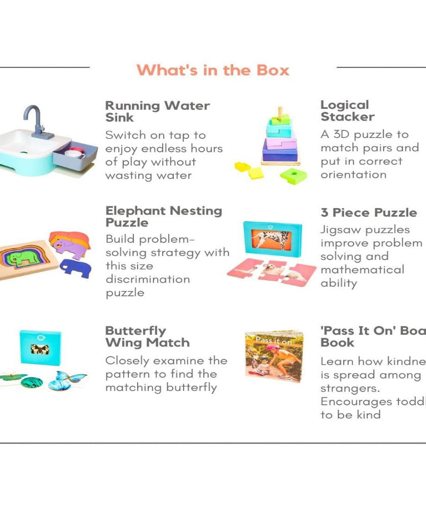 Curious Cub Level 12 Montessori Play & Learn Kit (27 Months+) | Premium 7-Piece Educational Toy Set for Practical Life & Spatial Skills