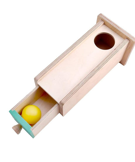 Curious Cub Wooden Object Permanence Box with Drawer, Montessori-Inspired Educational Toy for Babies 9 Months+ | Develops Fine Motor Skills, Hand-Eye Coordination & Early Logic - MINIMEE KIDS