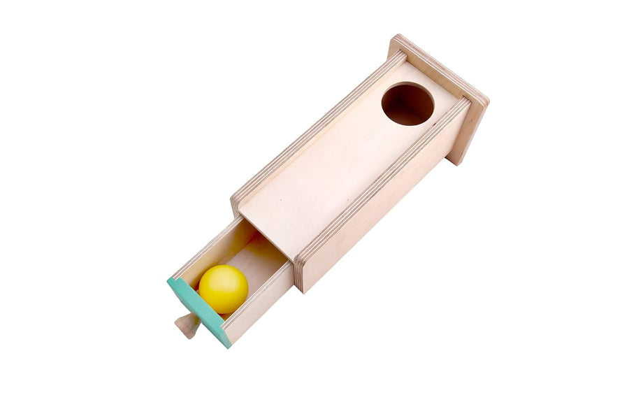 Curious Cub Wooden Object Permanence Box with Drawer, Montessori-Inspired Educational Toy for Babies 9 Months+ | Develops Fine Motor Skills, Hand-Eye Coordination & Early Logic