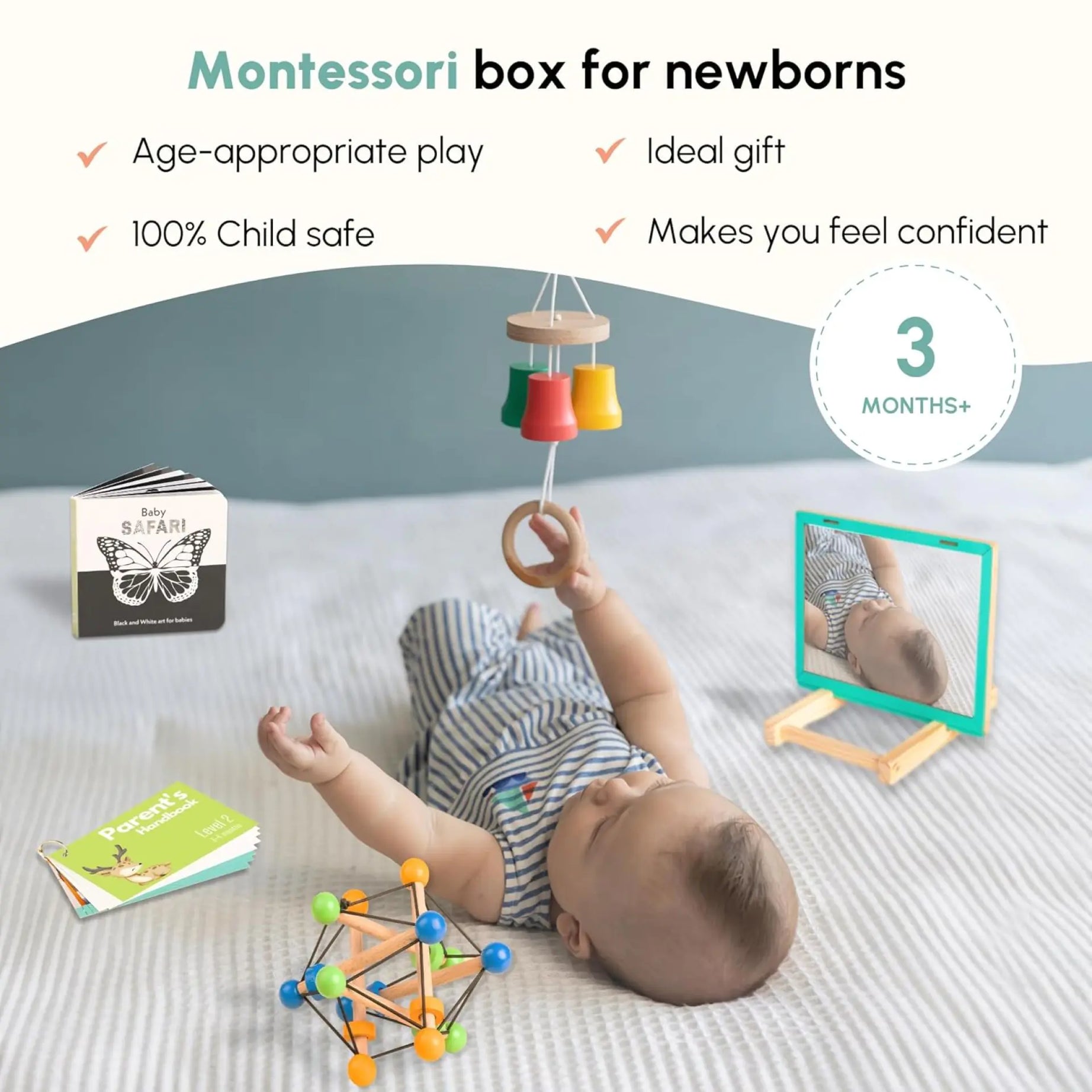 Curious Cub Play & Learn Montessori Kit | Level 2 for 3 Months+ | 10 Engaging Toys | Sensory, Fine Motor & Cognitive Development | Made in India