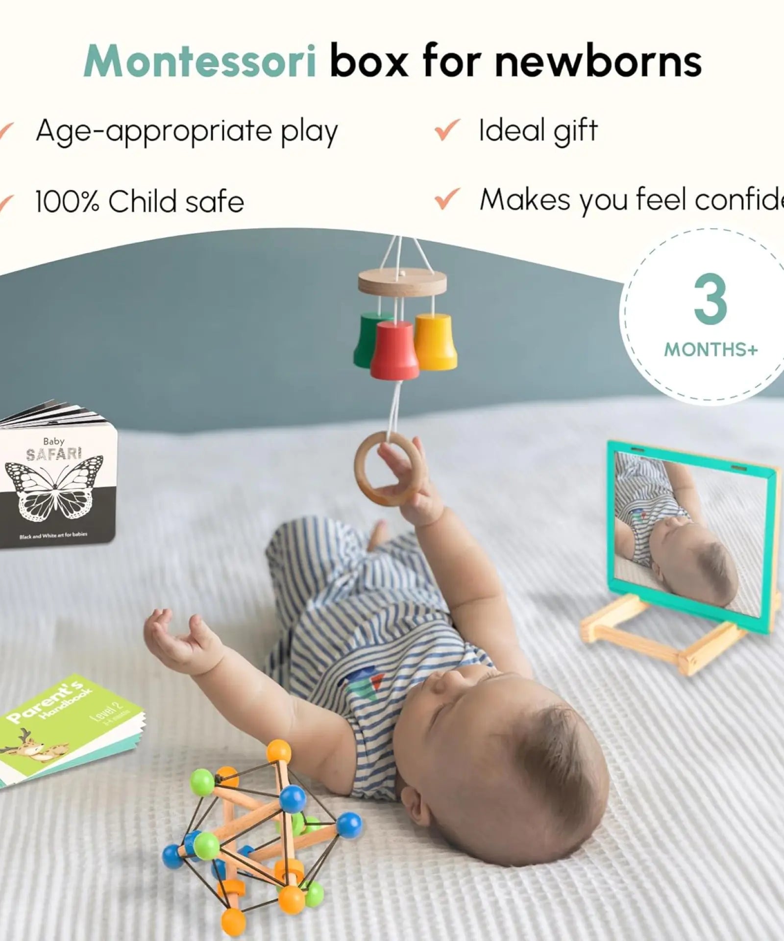 Curious Cub Play & Learn Montessori Kit | Level 2 for 3 Months+ | 10 Engaging Toys | Sensory, Fine Motor & Cognitive Development | Made in India - MINIMEE KIDS