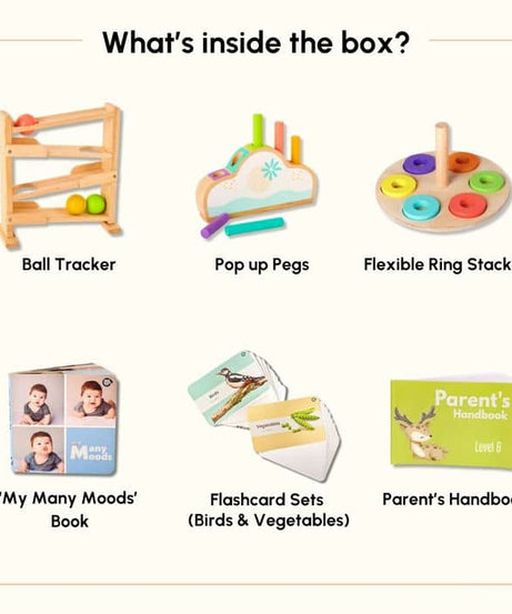 Curious Cub Level 6 Play & Learn Montessori Kit (11-12 Months+) | 7-Piece Educational Toy Set for Logic, Coordination & Emotional Intelligence | minimee kids