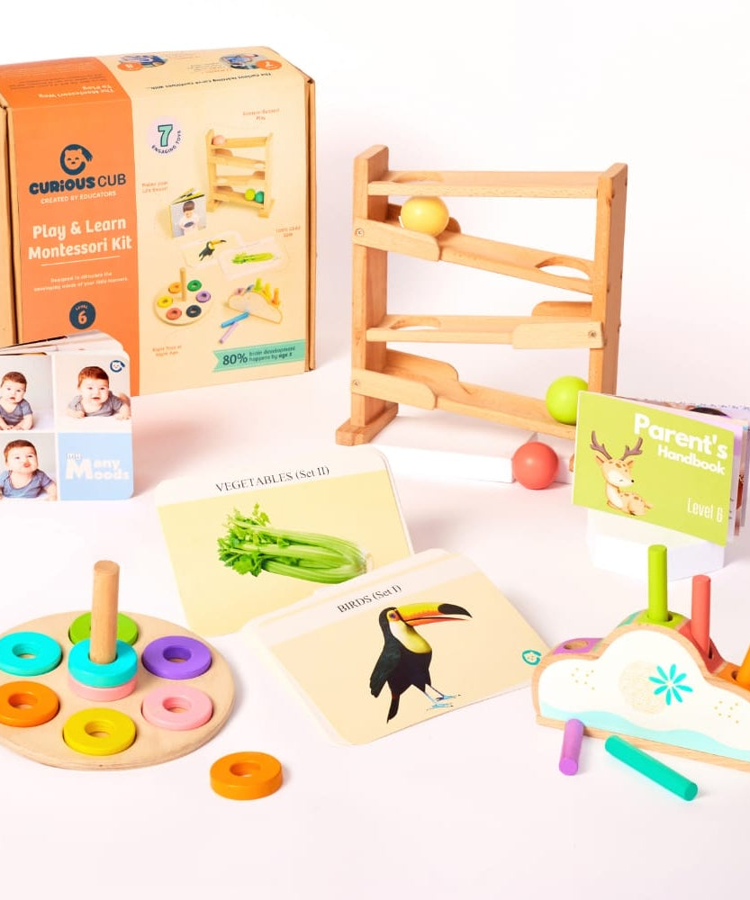 Curious Cub Level 6 Play & Learn Montessori Kit (11-12 Months+) | 7-Piece Educational Toy Set for Logic, Coordination & Emotional Intelligence | minimee kids