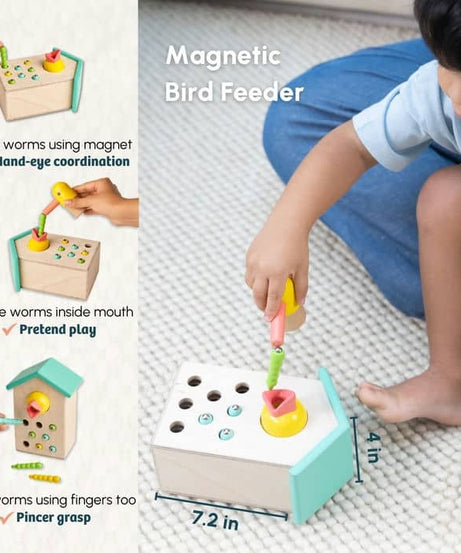 Curious Cub Level 8 Montessori Play & Learn Kit (16-18 Months) | Toddler Educational Set with Car Tracker & Magnetic Bird Feeder | minimee kids