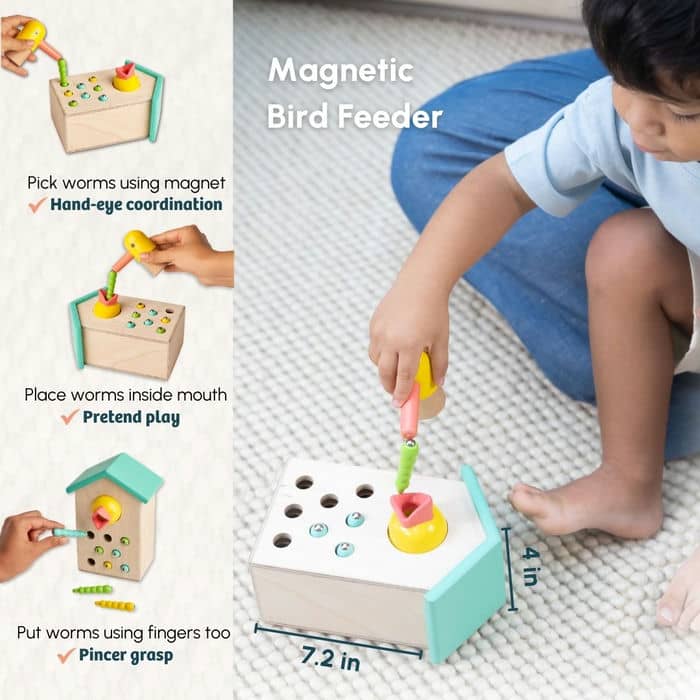 Curious Cub Level 8 Montessori Play & Learn Kit (16-18 Months) | Toddler Educational Set with Car Tracker & Magnetic Bird Feeder | minimee kids