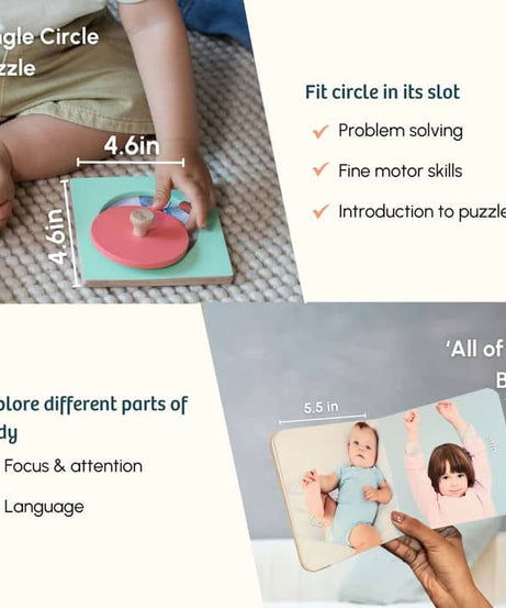 Curious Cub Level 4 Play & Learn Montessori Kit (7 Months+) | 8-Piece Developmental Toy Set for Object Permanence, Motor Skills & Sensory Exploration | minimee kids