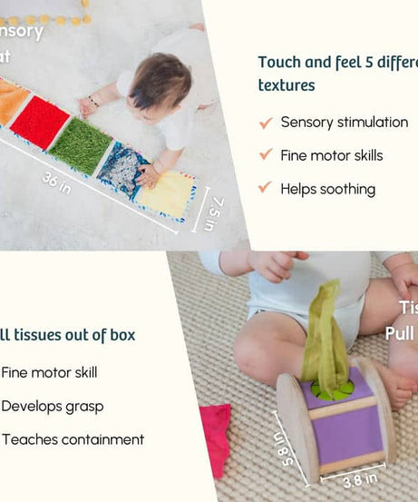 Curious Cub Level 4 Play & Learn Montessori Kit (7 Months+) | 8-Piece Developmental Toy Set for Object Permanence, Motor Skills & Sensory Exploration | minimee kids