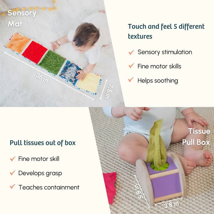 Curious Cub Level 4 Play & Learn Montessori Kit (7 Months+) | 8-Piece Developmental Toy Set for Object Permanence, Motor Skills & Sensory Exploration | minimee kids