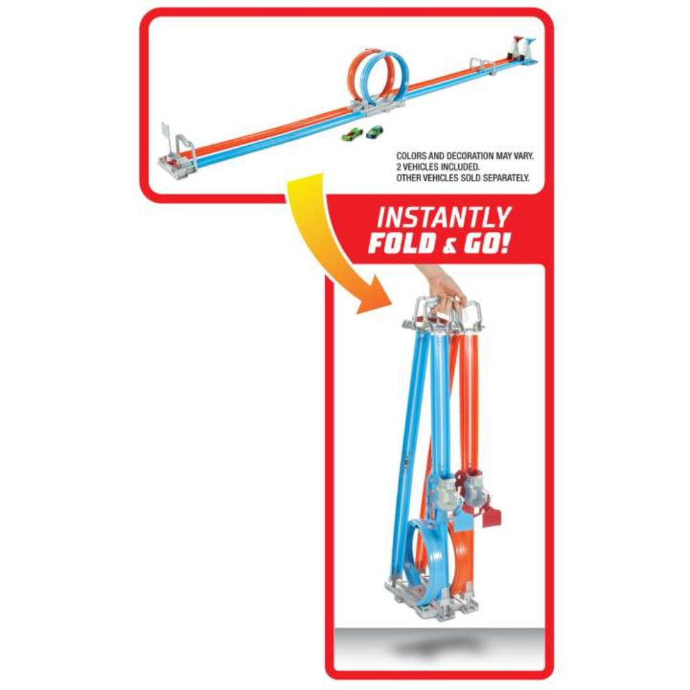 Hot Wheels Stunt Tracks - Double Loop Dash Track Set | 2 Loops, 2 Cars, Head-to-Head Racing | 5+ Years - GFH85
