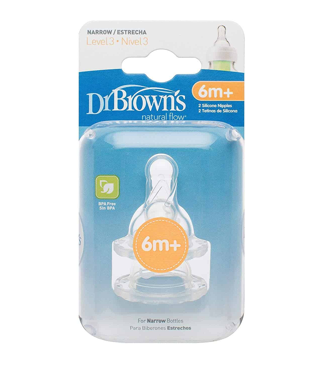 Dr Brown's Natural flow Options+ Breast like Teat for 6+ Months Level 3 - Pack of 2 - MINIMEE KIDS