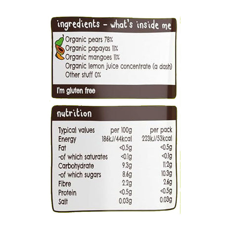 Ella’s Kitchen Mangoes, Pears & Papayas – Organic Smooth Puree for Babies 4+ Months – 120g Pouch – No Added Sugar, Salt, or Water – Naturally Sweet & Gluten-Free