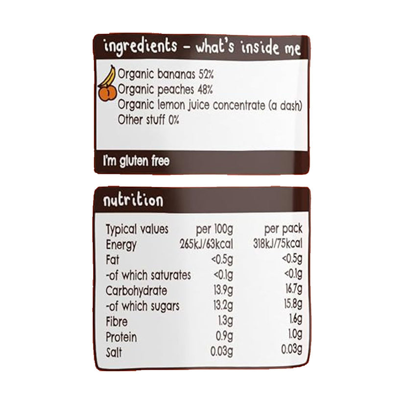 Ella’s Kitchen Organic Peaches & Bananas – Super Smooth Puree for Babies 4-6 Months – 120g – No Added Sugar, Salt, or Water – Naturally Sweet & Gluten-Free – Fully Recyclable