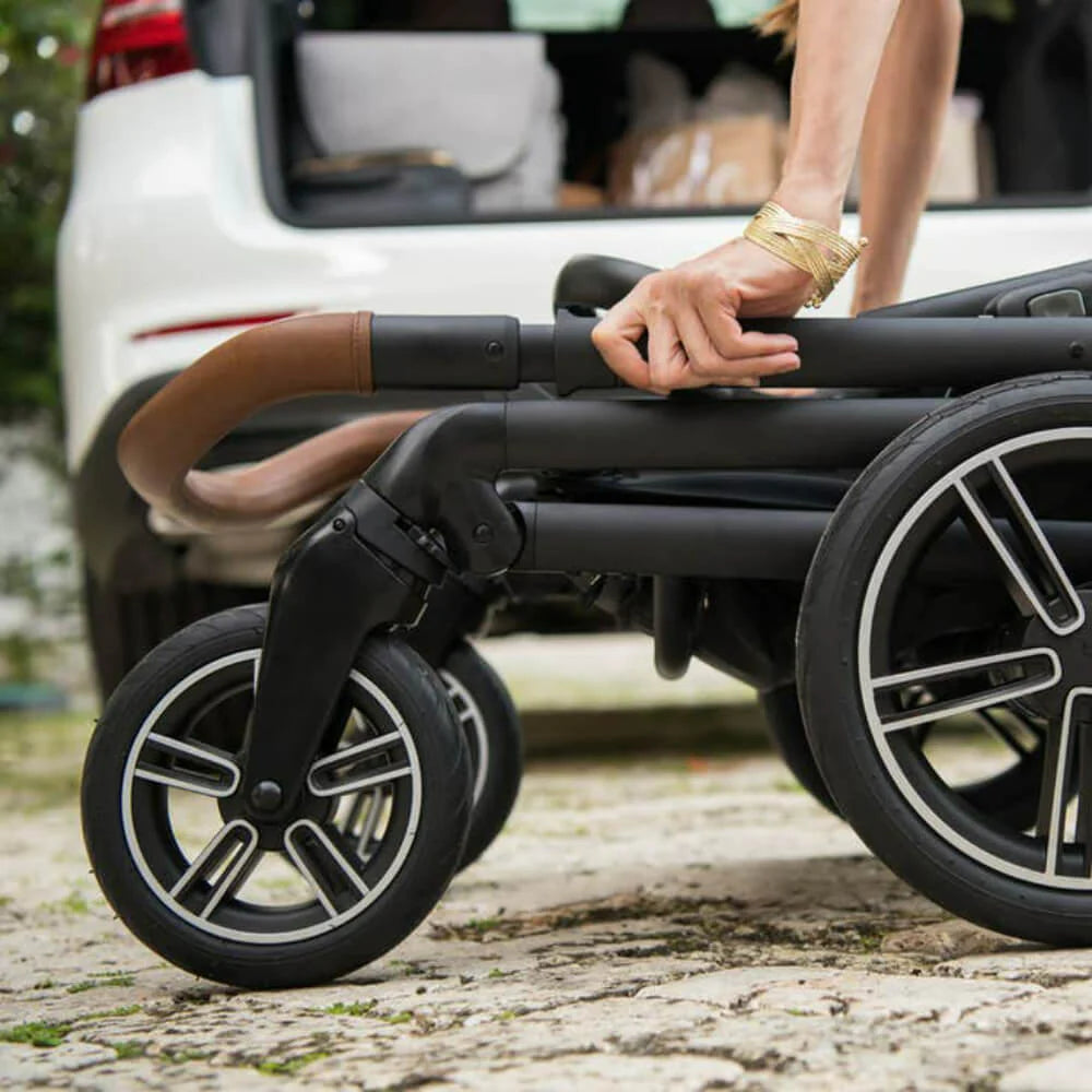 Nuna Mixx Next Baby Stroller - Rear Wheel Free Flex Suspension, Compact Fold Away Axle, Reversible Seat, Pram for 0M+ (Up to 22kg) - Caviar - MINIMEE KIDS