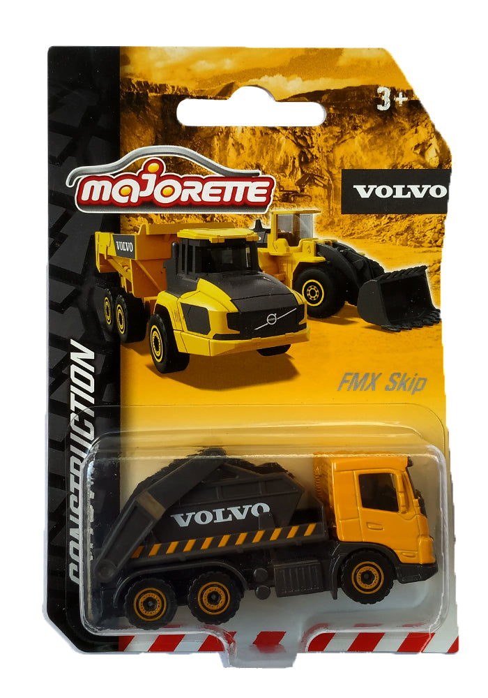 Majorette Volvo Construction Series (6 Assorted Models), Officially Licensed Die-Cast Metal Toy Vehicles with Moving Parts, for Kids and Collectors Aged 3+