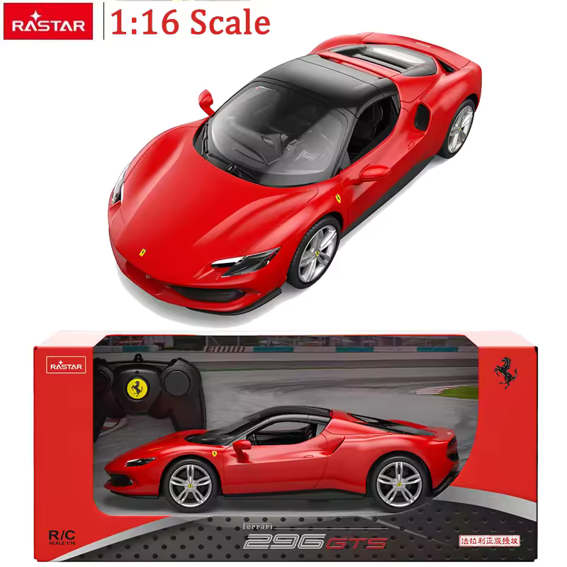 RASTAR 1:16 Ferrari 296 GTS RC Car – Officially Licensed Remote Control Ferrari Toy with 2.4GHz Controller, LED Headlights & Realistic Styling – Perfect Gift for Kids & Collectors