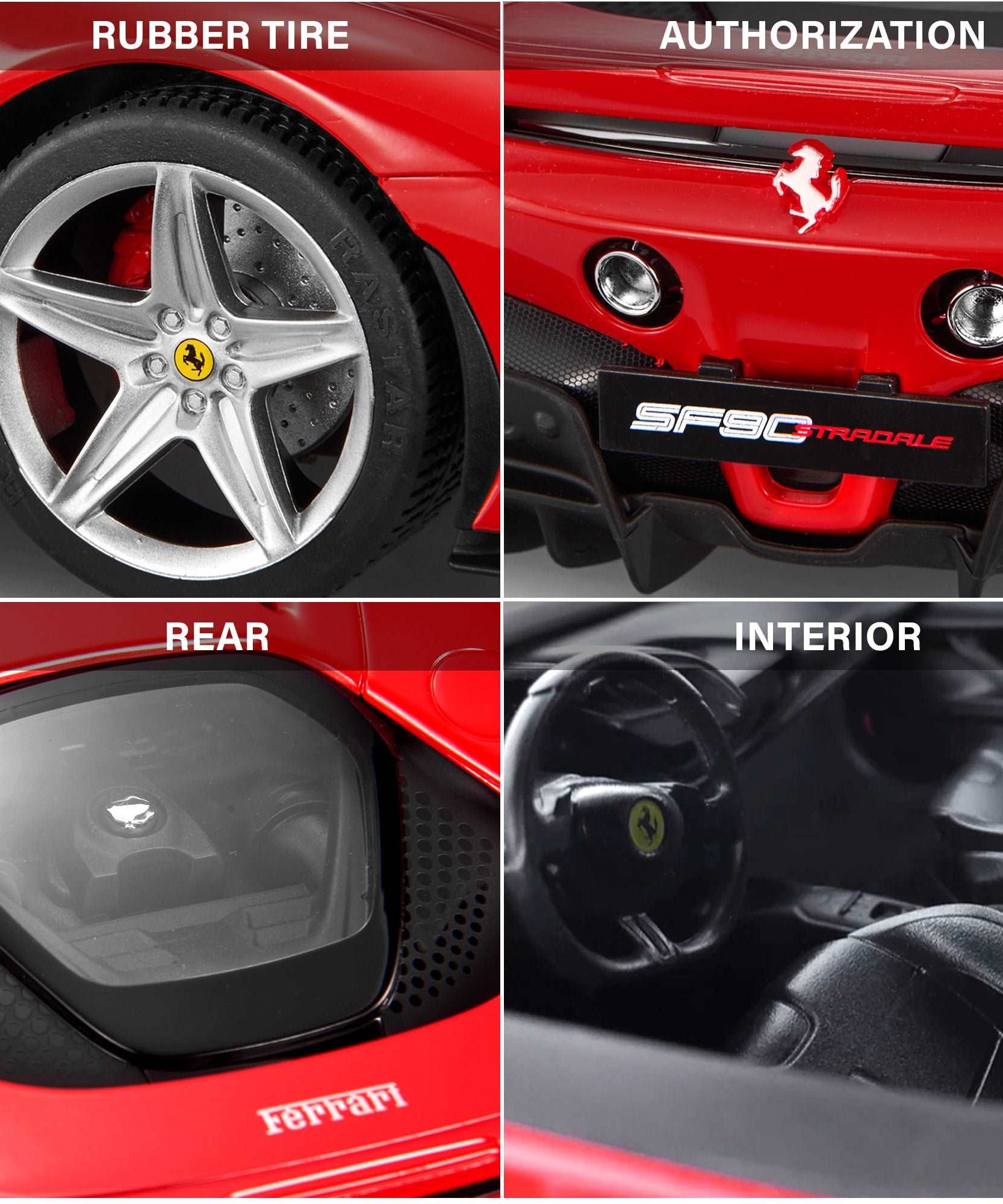 RASTAR Ferrari SF90 Stradale RC Car 1/14 Scale – Licensed Remote Control Toy Car with LED Lights, 2.4GHz Controller & Realistic Detailing – Perfect Gift for Kids & Collectors - MINIMEE KIDS