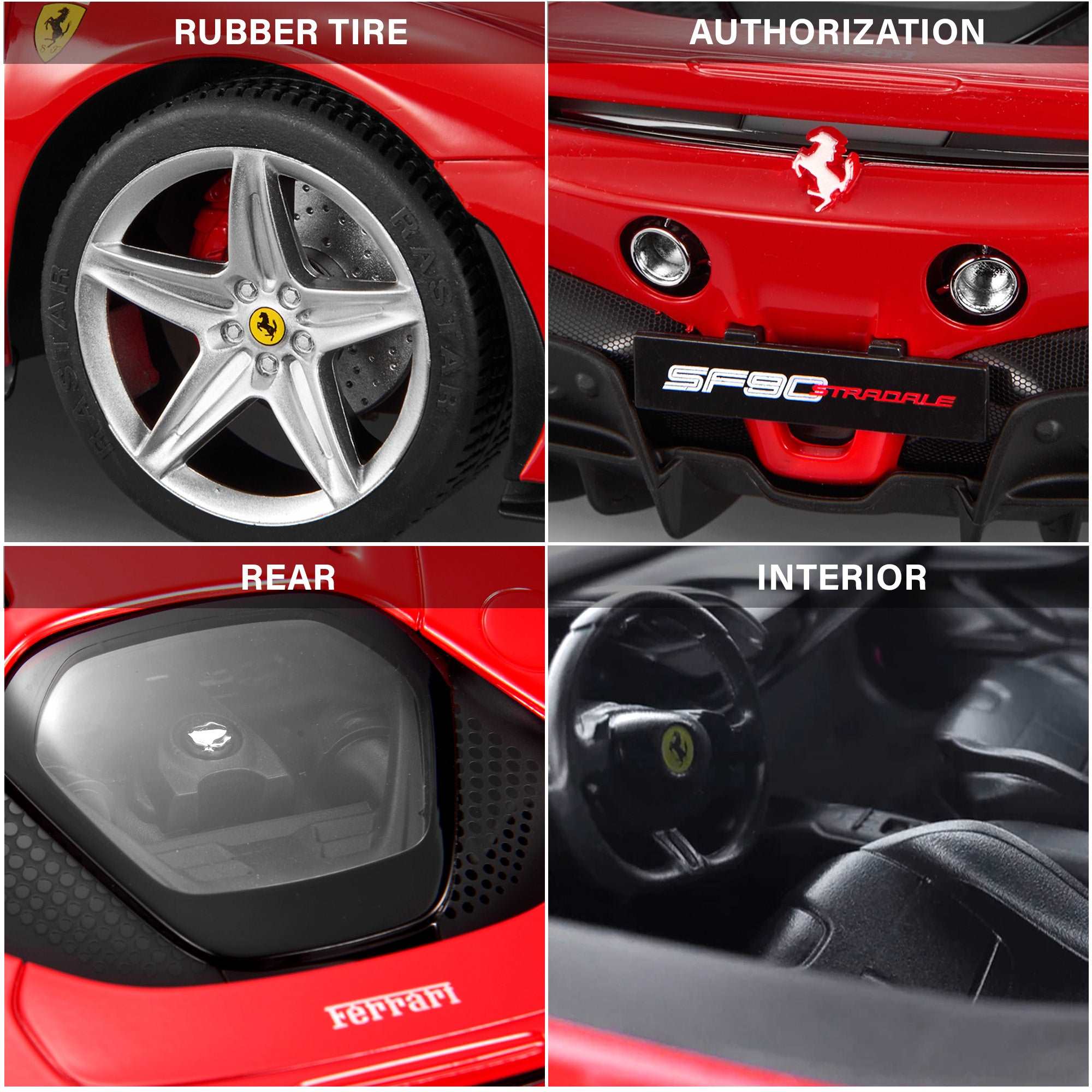 RASTAR Ferrari SF90 Stradale RC Car 1/14 Scale – Licensed Remote Control Toy Car with LED Lights, 2.4GHz Controller & Realistic Detailing – Perfect Gift for Kids & Collectors