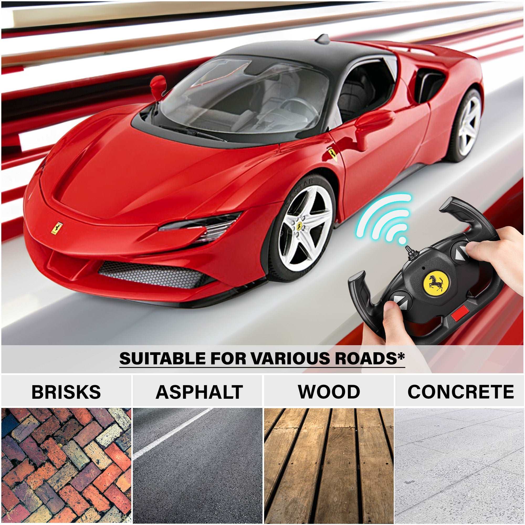 RASTAR Ferrari SF90 Stradale RC Car 1/14 Scale – Licensed Remote Control Toy Car with LED Lights, 2.4GHz Controller & Realistic Detailing – Perfect Gift for Kids & Collectors