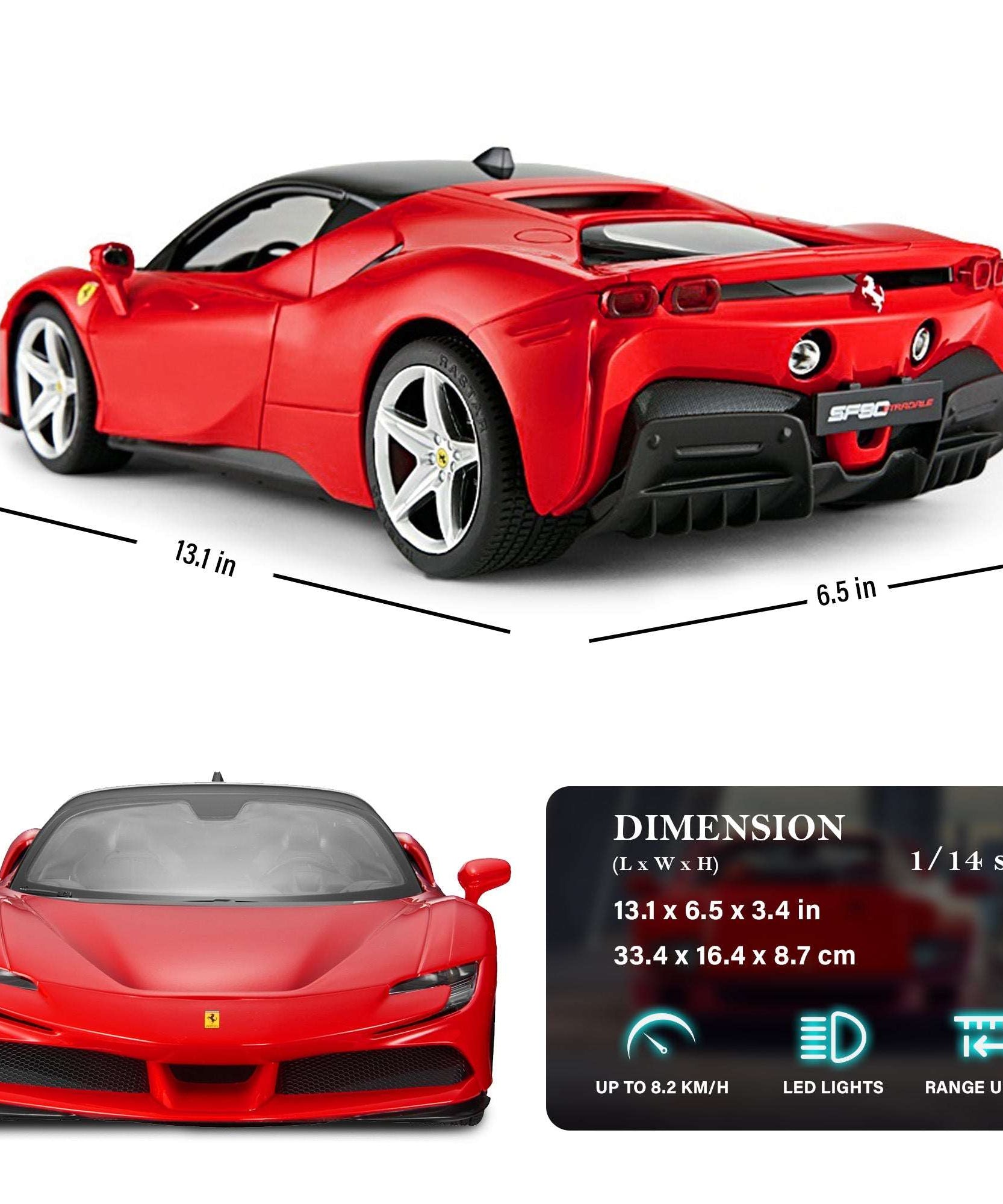 RASTAR Ferrari SF90 Stradale RC Car 1/14 Scale – Licensed Remote Control Toy Car with LED Lights, 2.4GHz Controller & Realistic Detailing – Perfect Gift for Kids & Collectors - MINIMEE KIDS