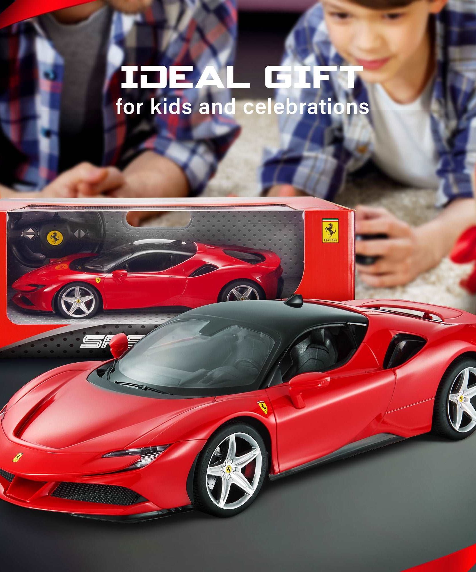 RASTAR Ferrari SF90 Stradale RC Car 1/14 Scale – Licensed Remote Control Toy Car with LED Lights, 2.4GHz Controller & Realistic Detailing – Perfect Gift for Kids & Collectors - MINIMEE KIDS