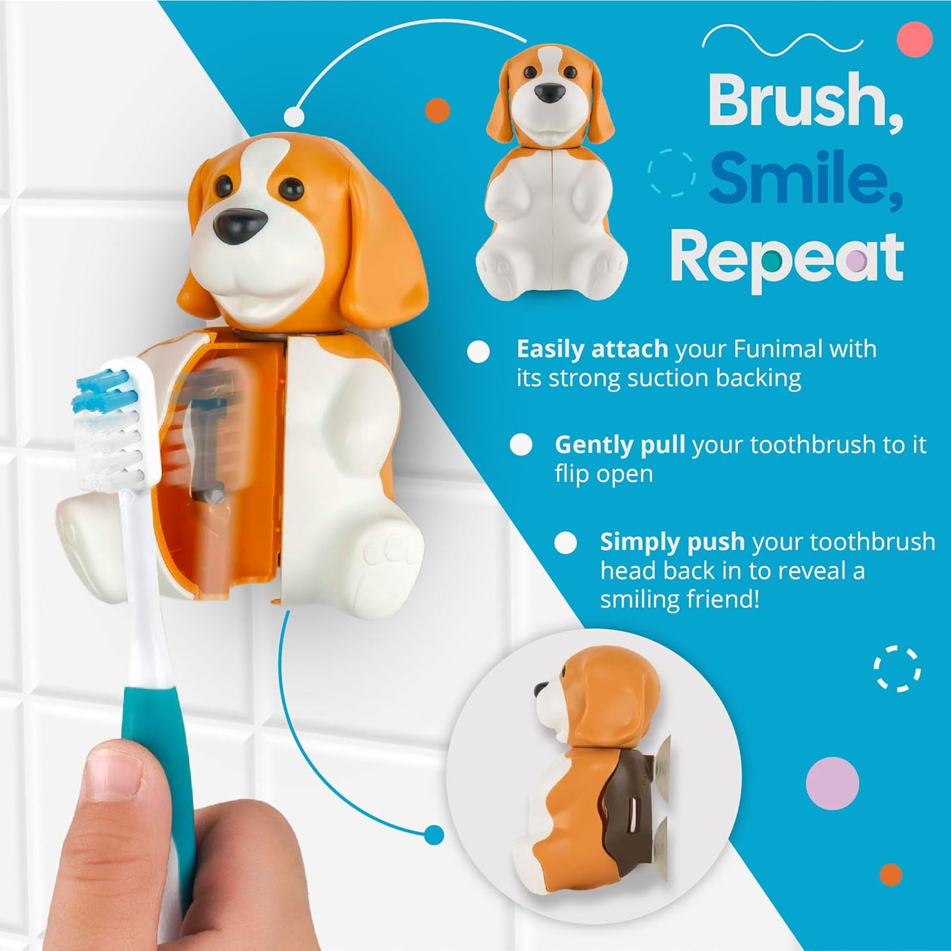 Flipper Fun Animal ToothBrush & Toothbrush Cover Set - Dog