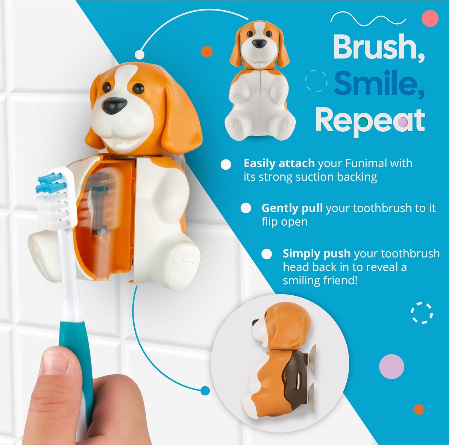 Flipper Fun Animal ToothBrush & Toothbrush Cover Set - Dog
