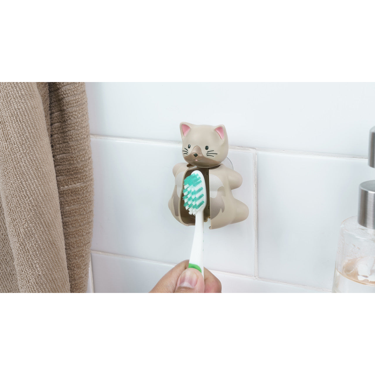 Flipper Fun Animal ToothBrush & Toothbrush Cover Set - Cat
