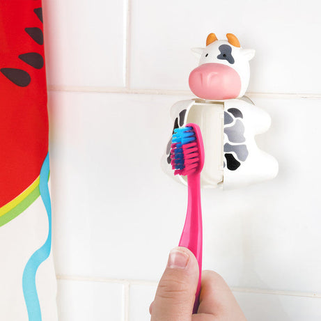 Flipper Fun Animal ToothBrush & Toothbrush Cover Set - Cow