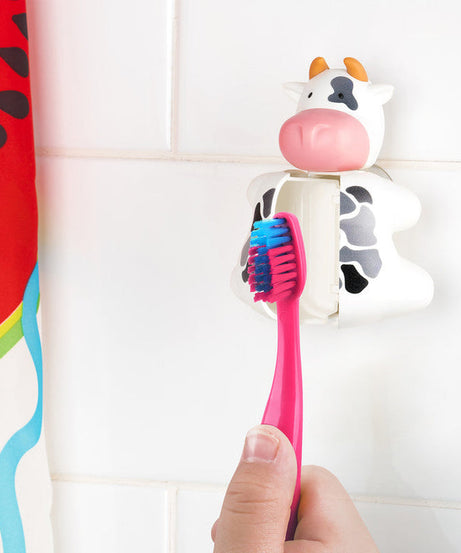 Flipper Fun Animal ToothBrush & Toothbrush Cover Set - Cow