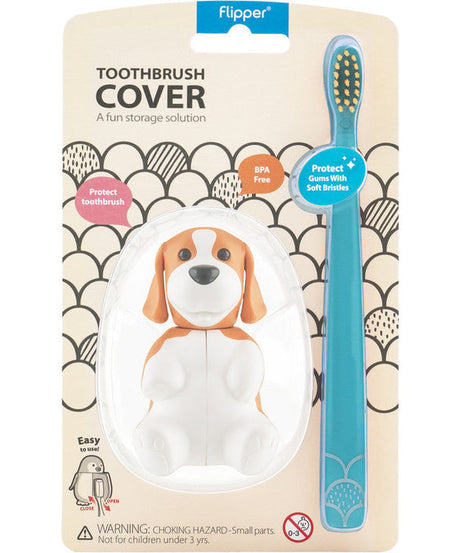 Flipper Fun Animal ToothBrush & Toothbrush Cover Set - Dog - MINIMEE KIDS