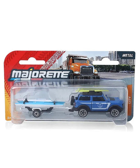 Majorette City Trailers Die-Cast Vehicle Set with Trailer – Metal Miniature Toy Vehicles | 6 Assorted Variants | Moving Parts | 13cm Collectible Toy Cars for Kids 3+ Years