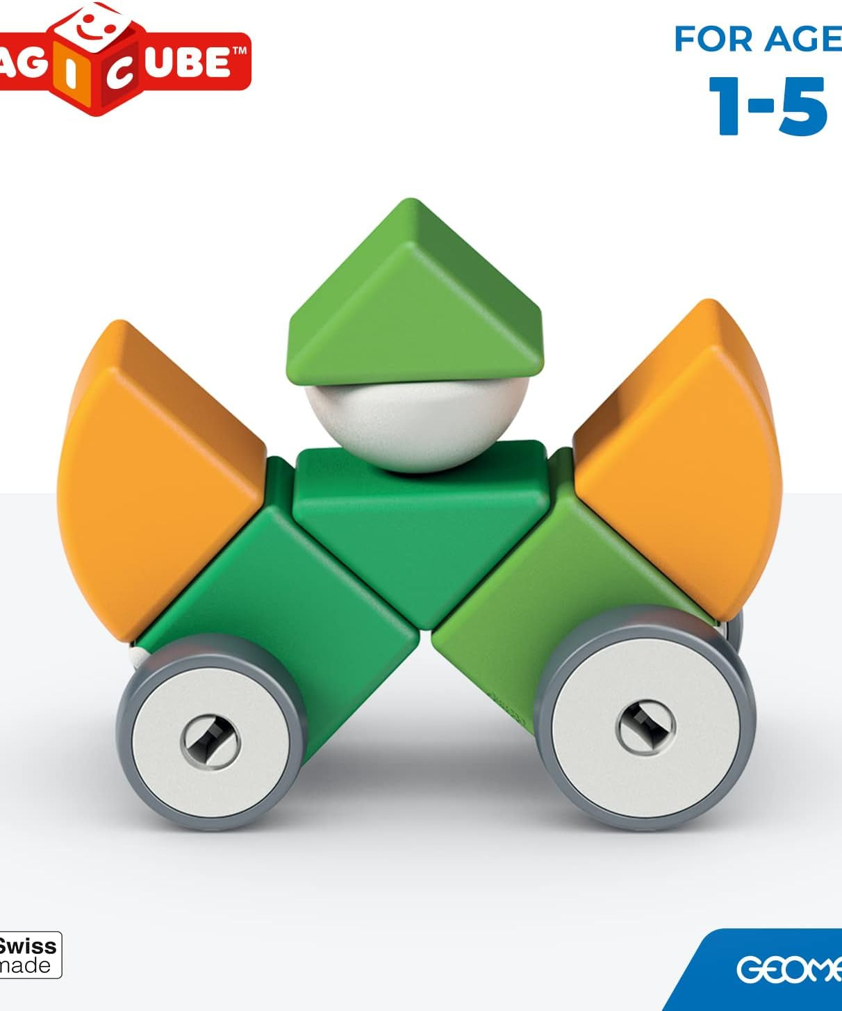 Geomag Magicube 13 Pieces Magnetic Building Blocks with Magnetic Wheels For Ages 1-5 Years - MINIMEE KIDS