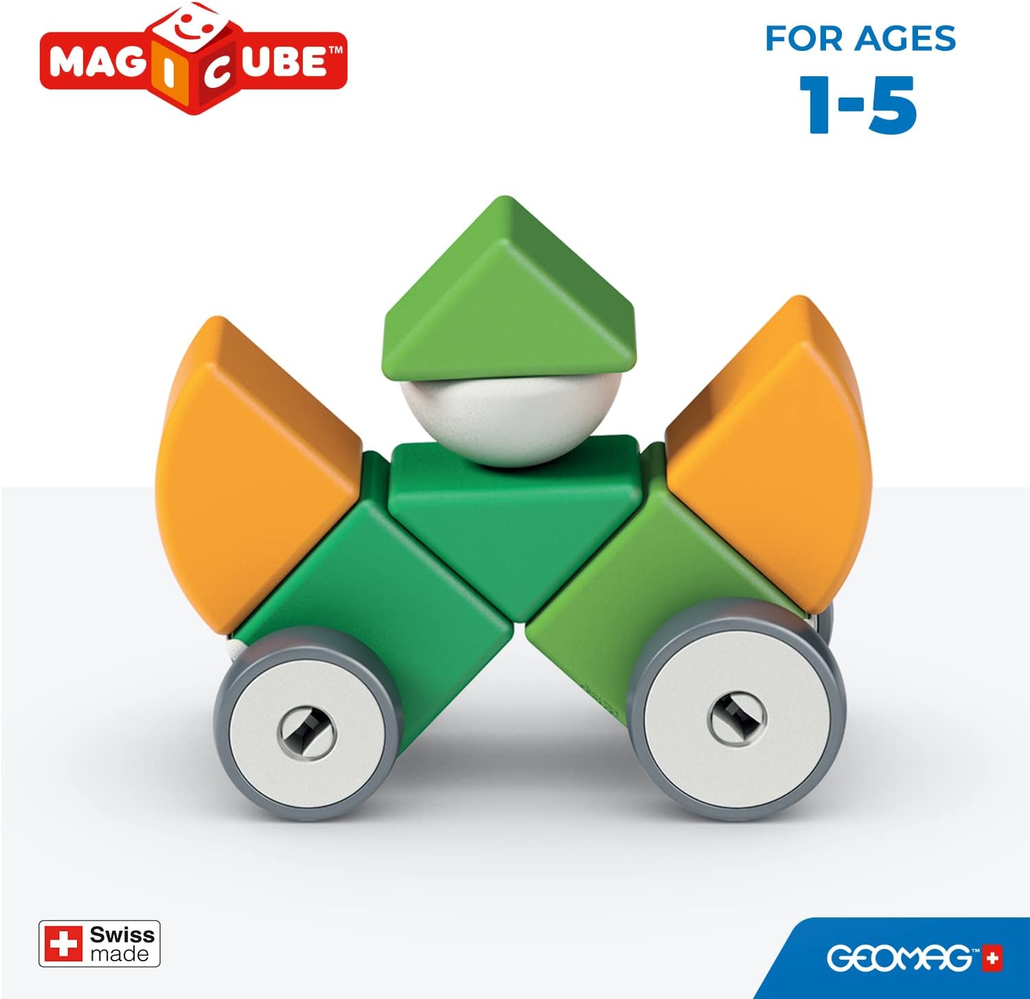 Geomag Magicube 13 Pieces Magnetic Building Blocks with Magnetic Wheels For Ages 1-5 Years - MINIMEE KIDS