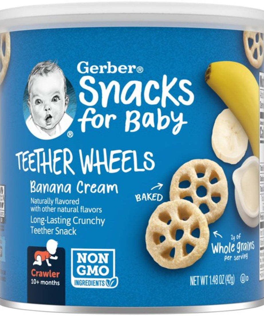 Gerber Teether Wheels Banana Cream Snacks for Babies 10+ Months - 42g - MINIMEE KIDS
