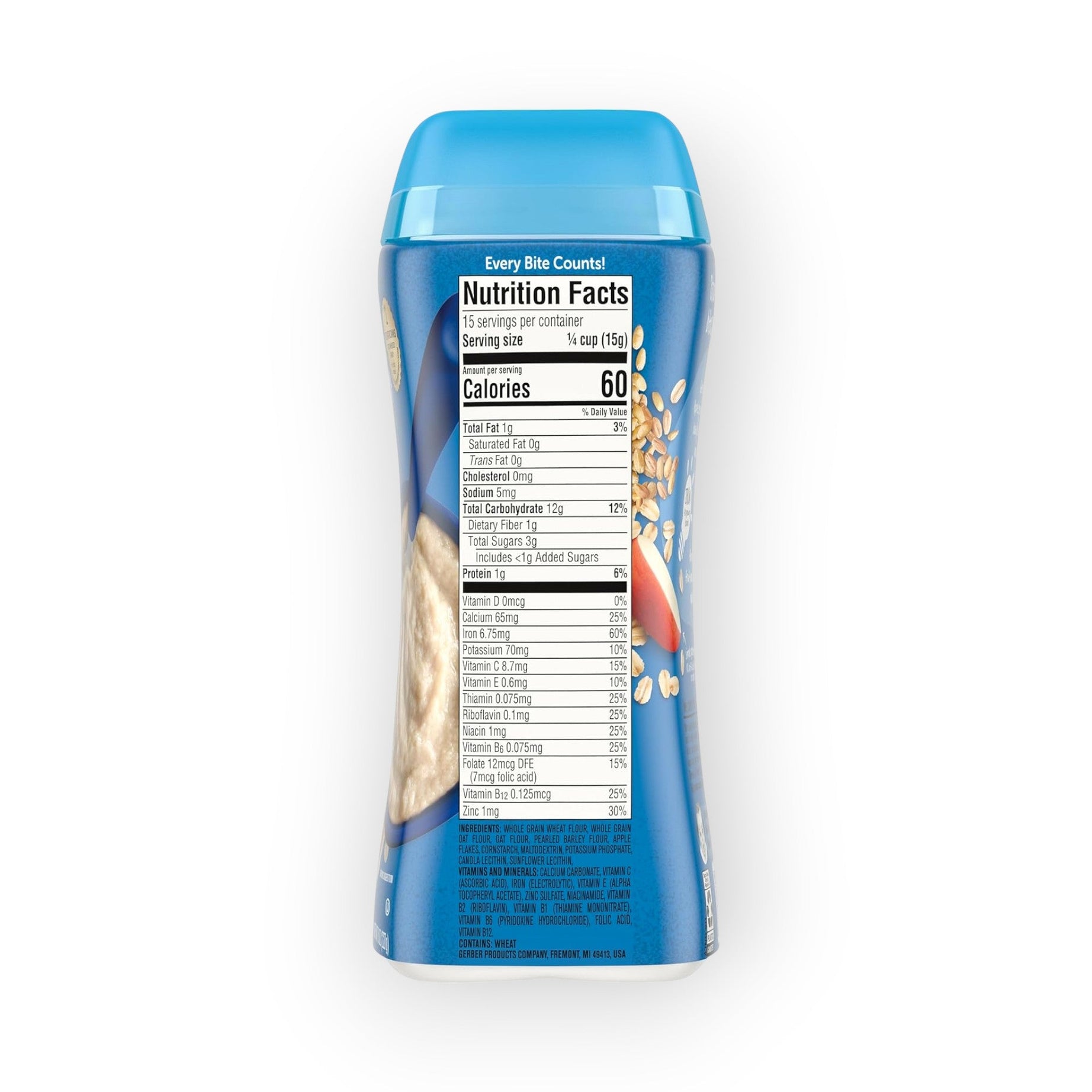 Gerber Multigrain Apple Cereal - 227g | Whole Grain Infant Cereal with Apple, Non-GMO, Iron & Essential Nutrients for Sitter Babies (6+ Months)