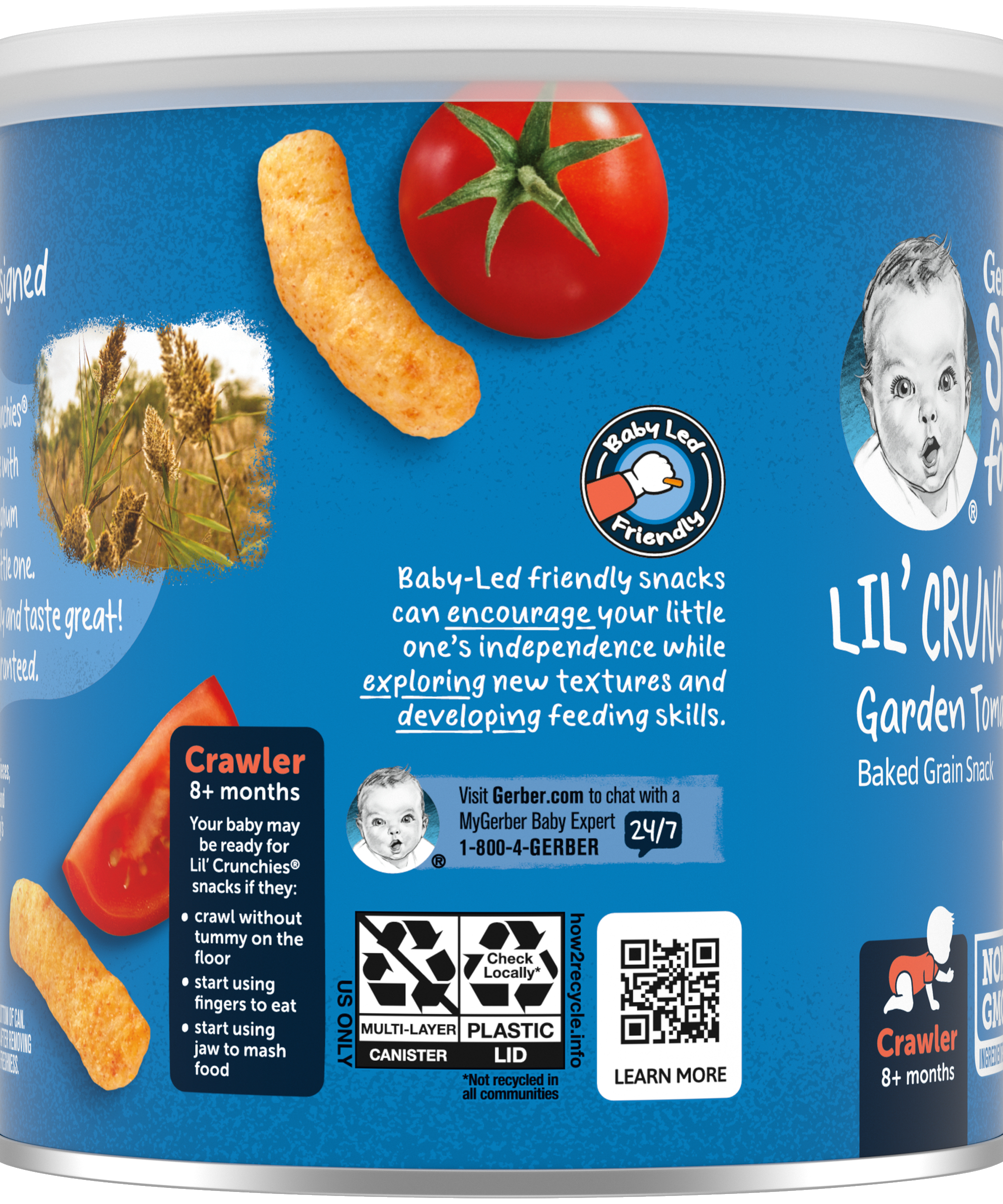 Gerber Lil' Crunchies Garden Tomato Snacks for Crawler babies 8+ Months - 42g - MINIMEE KIDS