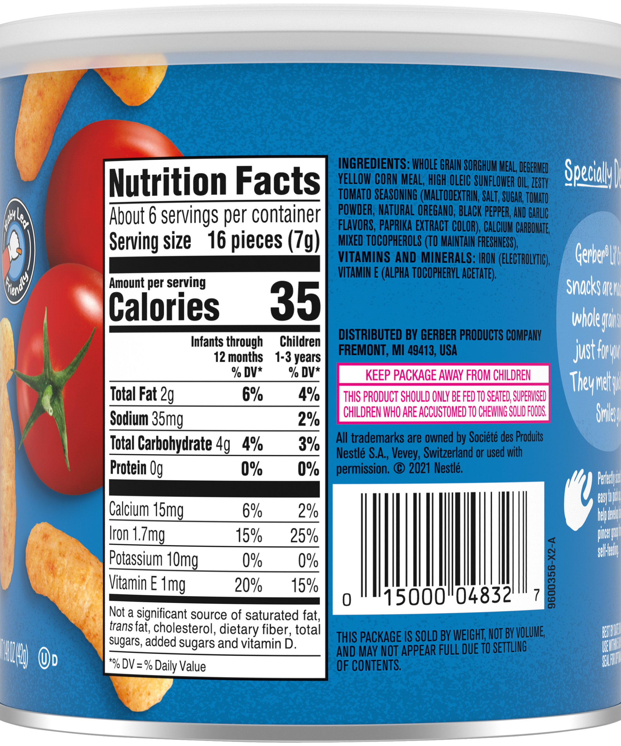 Gerber Lil' Crunchies Garden Tomato Snacks for Crawler babies 8+ Months - 42g - MINIMEE KIDS