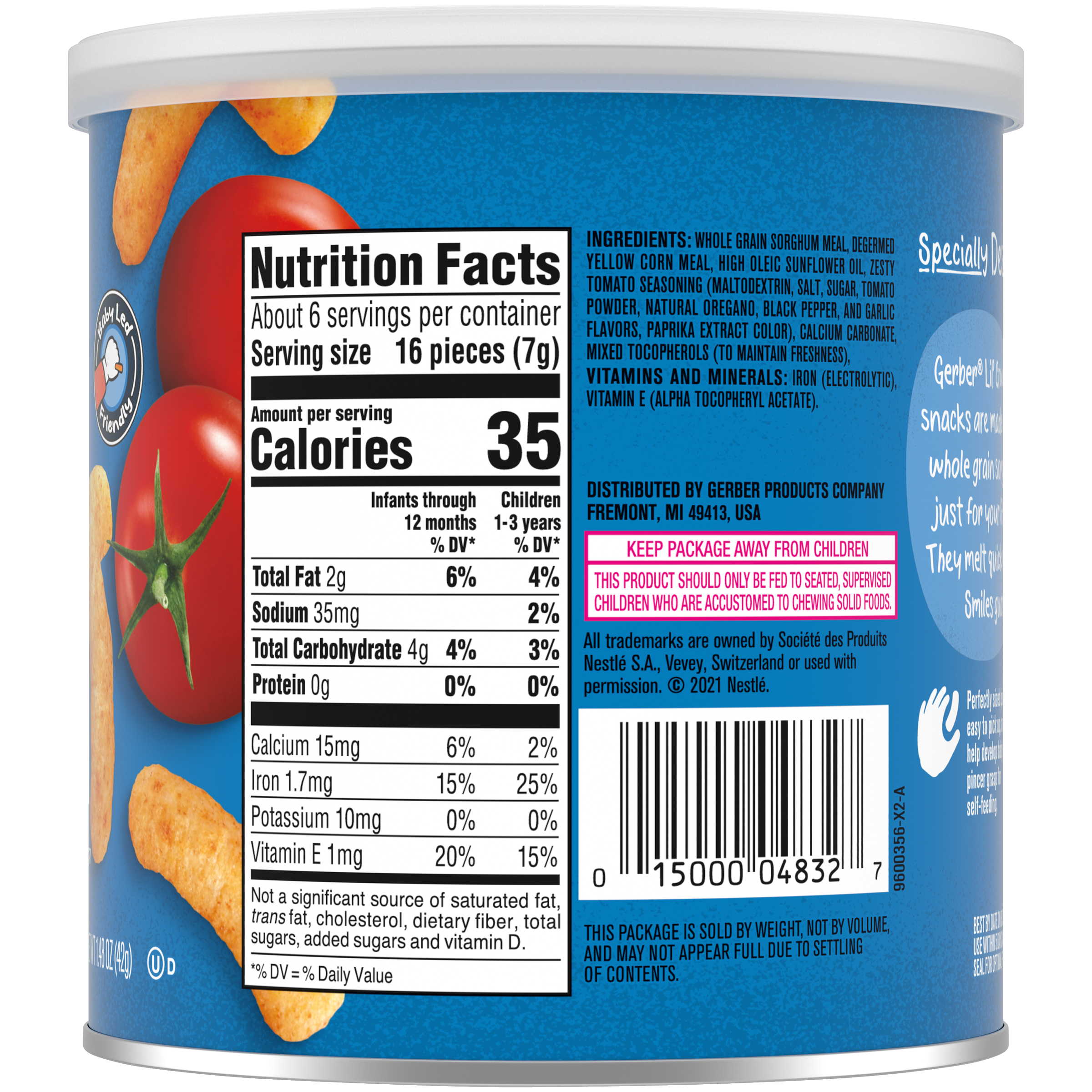 Gerber Lil' Crunchies Garden Tomato Snacks for Crawler babies 8+ Months - 42g