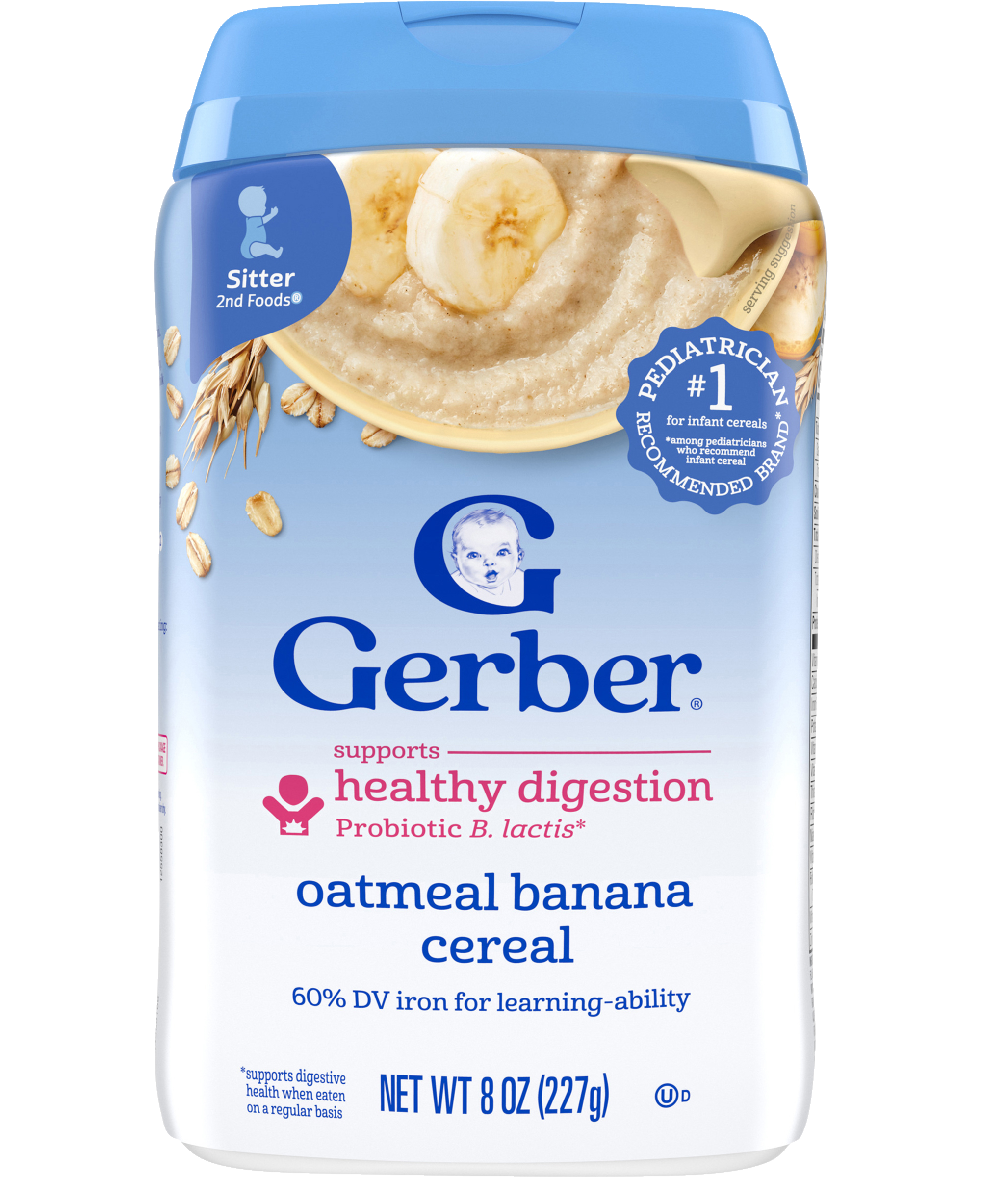 Gerber Oatmeal Banana Probiotic Cereal – 227g Iron-Fortified Whole Grain Infant Cereal, Made with Real Fruit, Probiotics for Sitter Babies (6+ Months) - MINIMEE KIDS