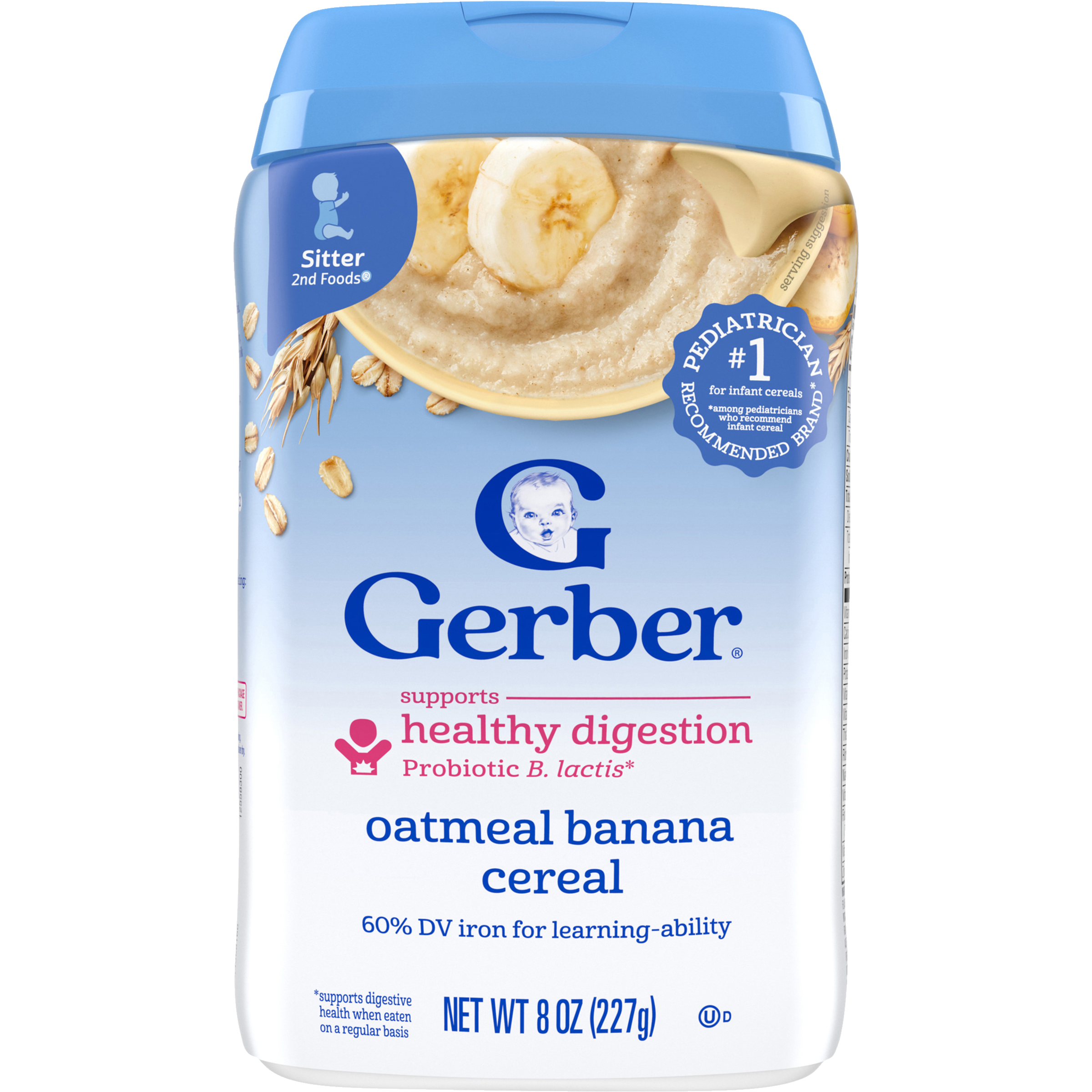 Gerber Oatmeal Banana Probiotic Cereal – 227g Iron-Fortified Whole Grain Infant Cereal, Made with Real Fruit, Probiotics for Sitter Babies (6+ Months)