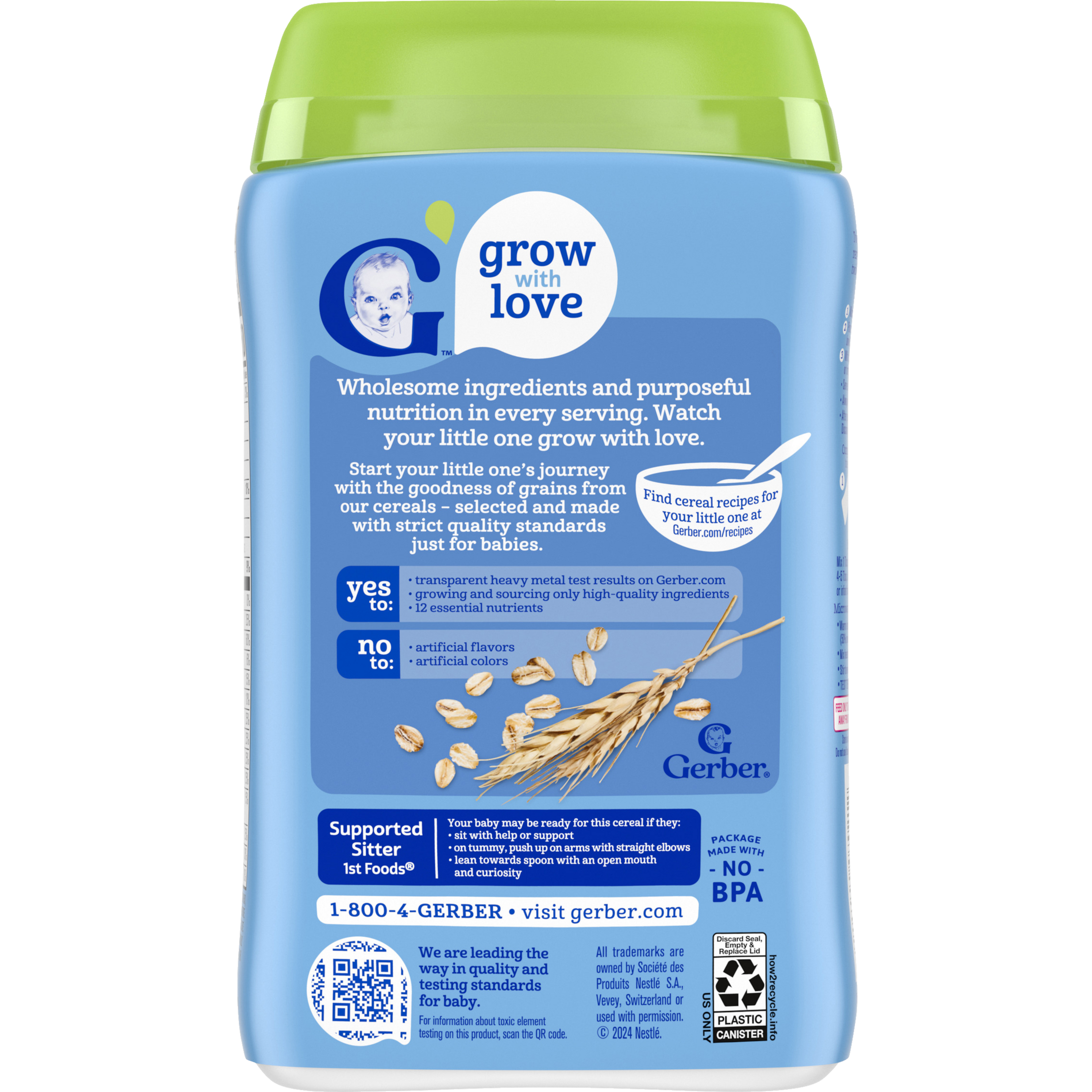 Gerber Organic Oatmeal Cereal – 227g | Single Grain Infant Cereal with 60% Daily Iron – First Foods for Supported Sitters (4+ Months)