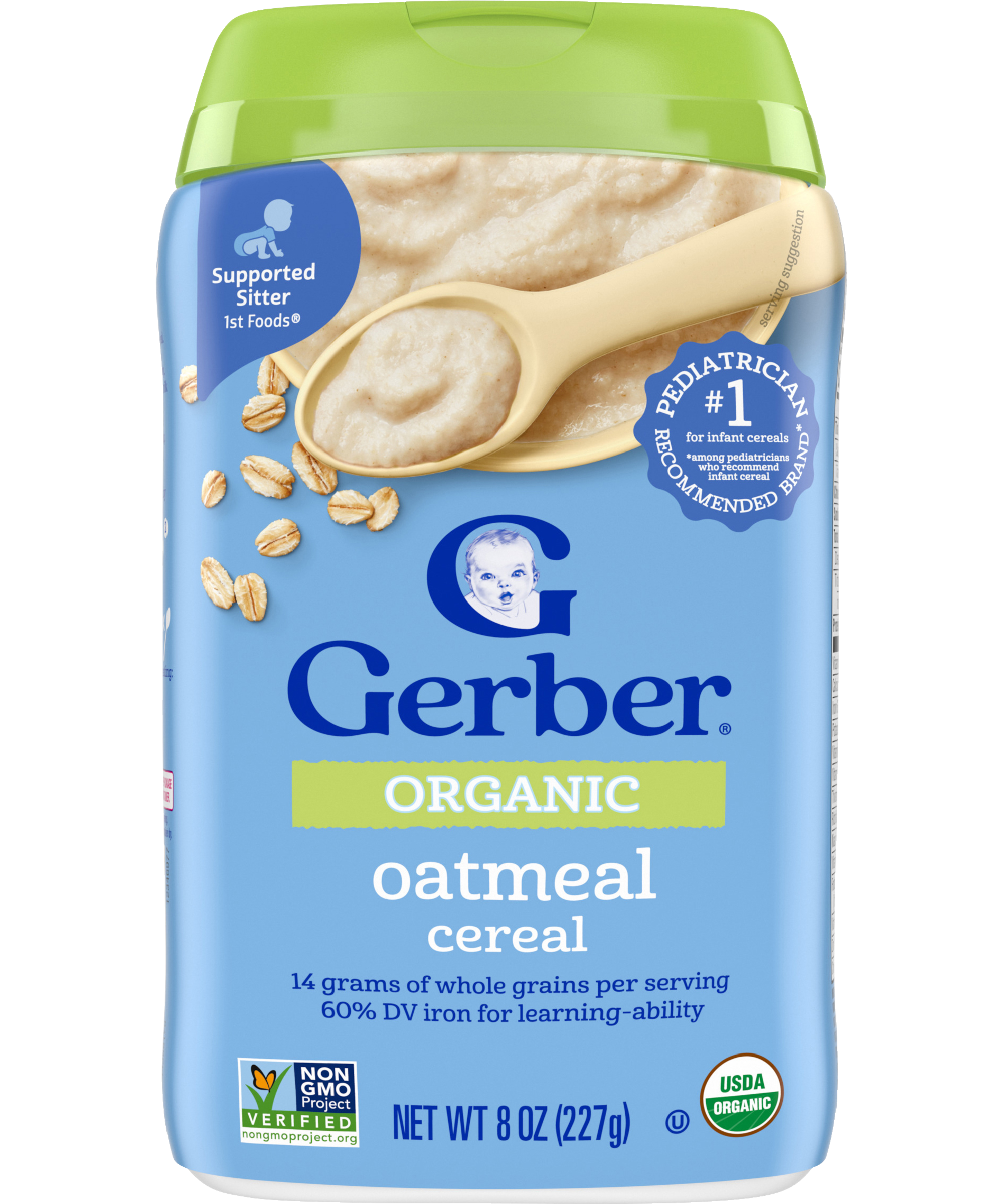 Gerber Organic Oatmeal Cereal – 227g | Single Grain Infant Cereal with 60% Daily Iron – First Foods for Supported Sitters (4+ Months) - MINIMEE KIDS