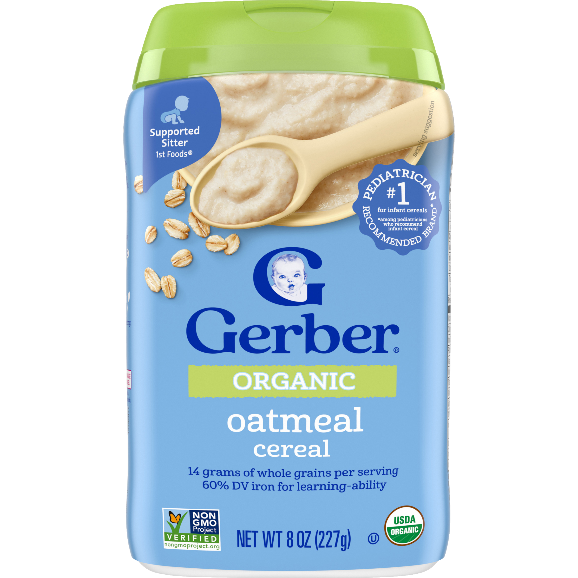 Gerber Organic Oatmeal Cereal – 227g | Single Grain Infant Cereal with 60% Daily Iron – First Foods for Supported Sitters (4+ Months)